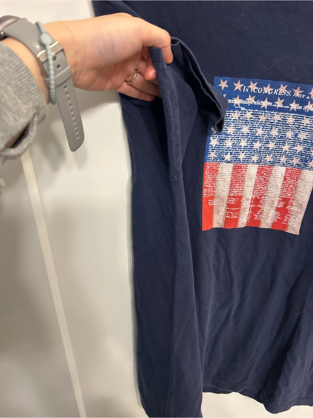 Vintage Land's End Navy Flag Graphic T-Shirt - Picture 7 of 11
